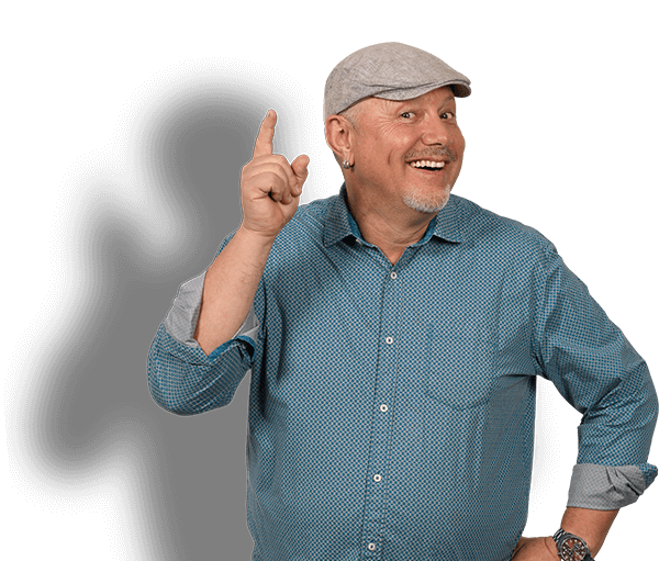 Bild Mitarbeiter des Landkreis Ravensburg streckt Zeigefinger nach oben