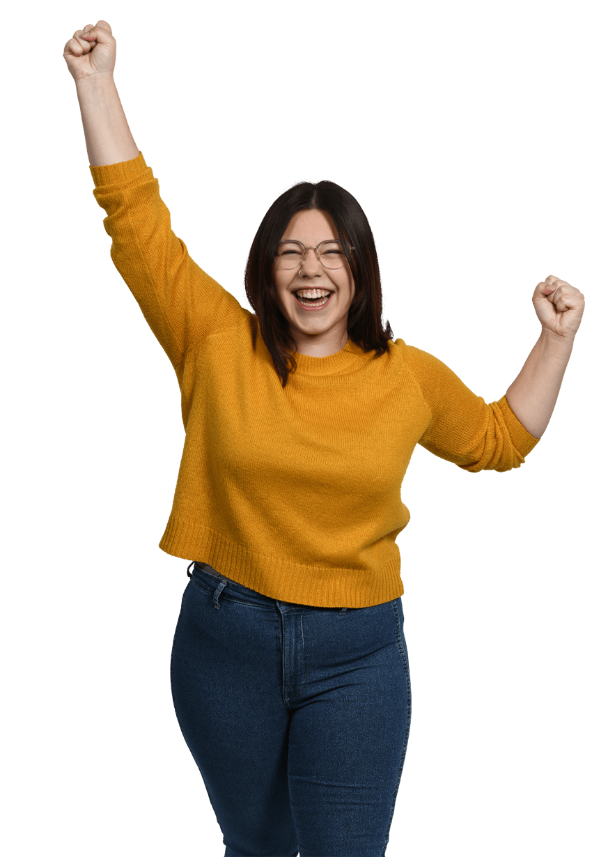 Bild Auszubildende des Landkreises Ravensburg ballt die Fäuste und Jubelt